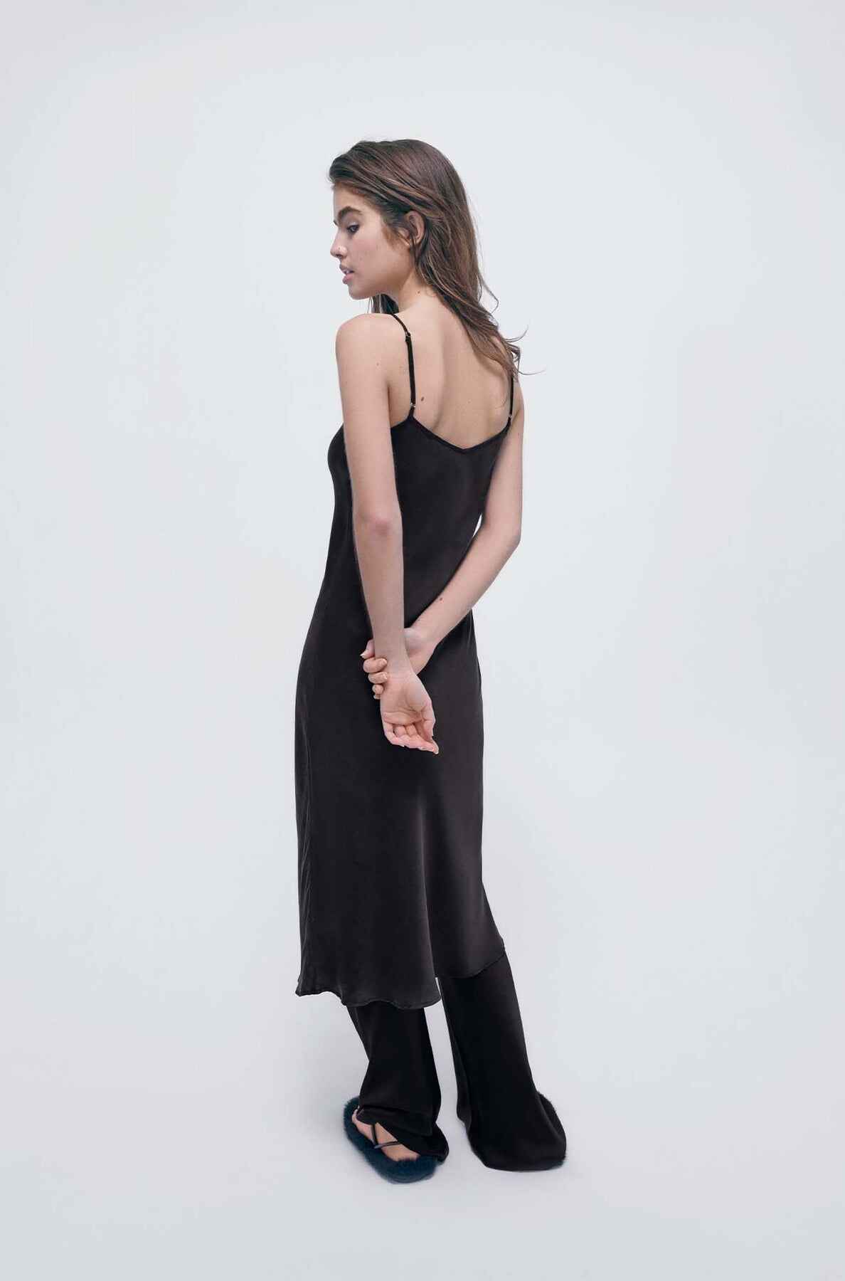 Silk Laundry 90s Slip Dress Black Black M