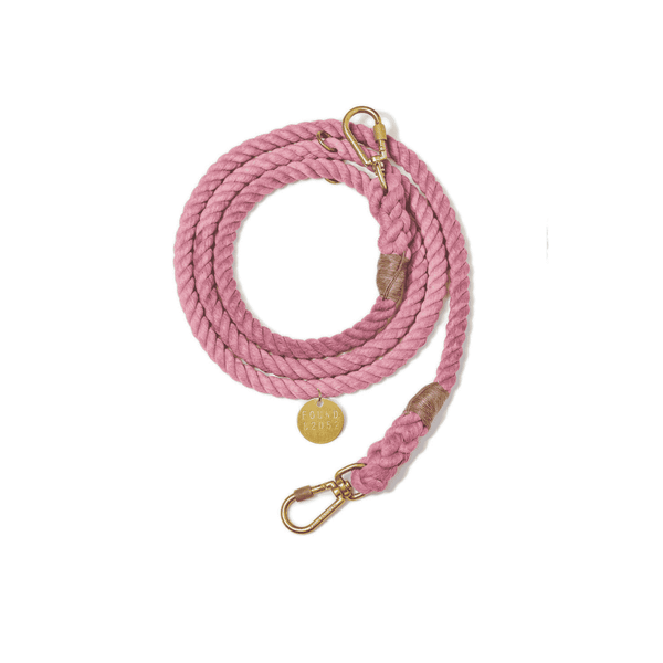 ADJUSTABLE BLUSH COTTON ROPE DOG LEASH