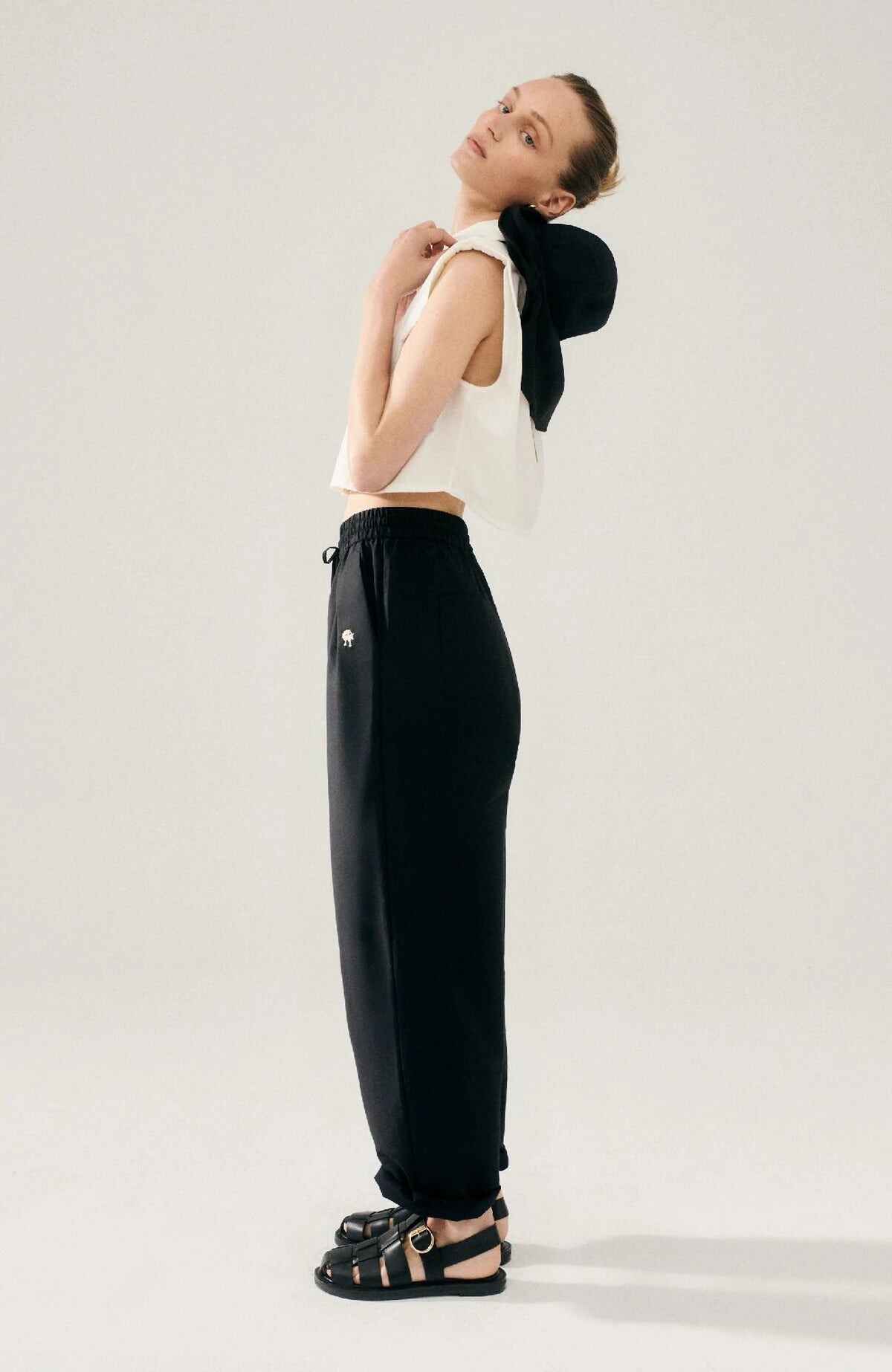 COTTON SILK SLOUCH PANTS