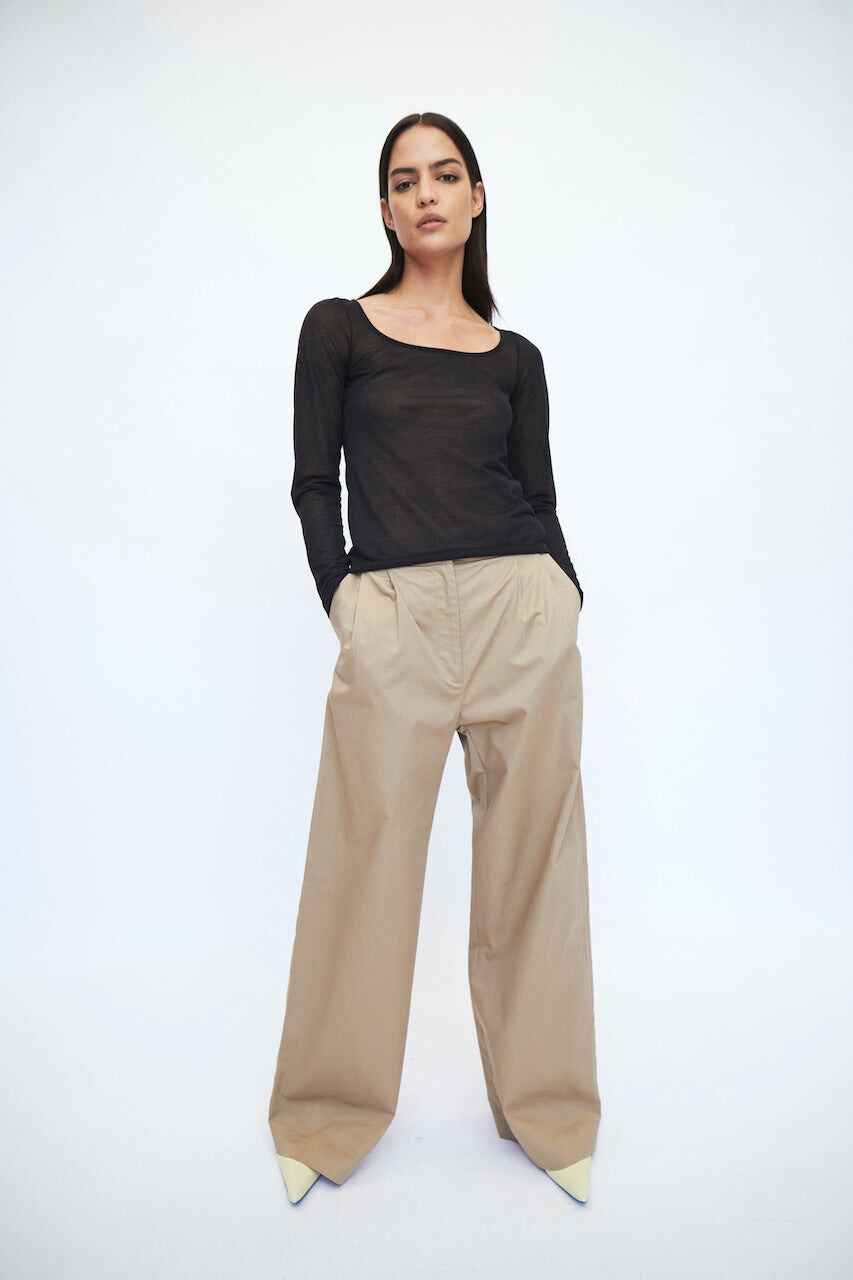 COTTON TWILL PANT BEIGE