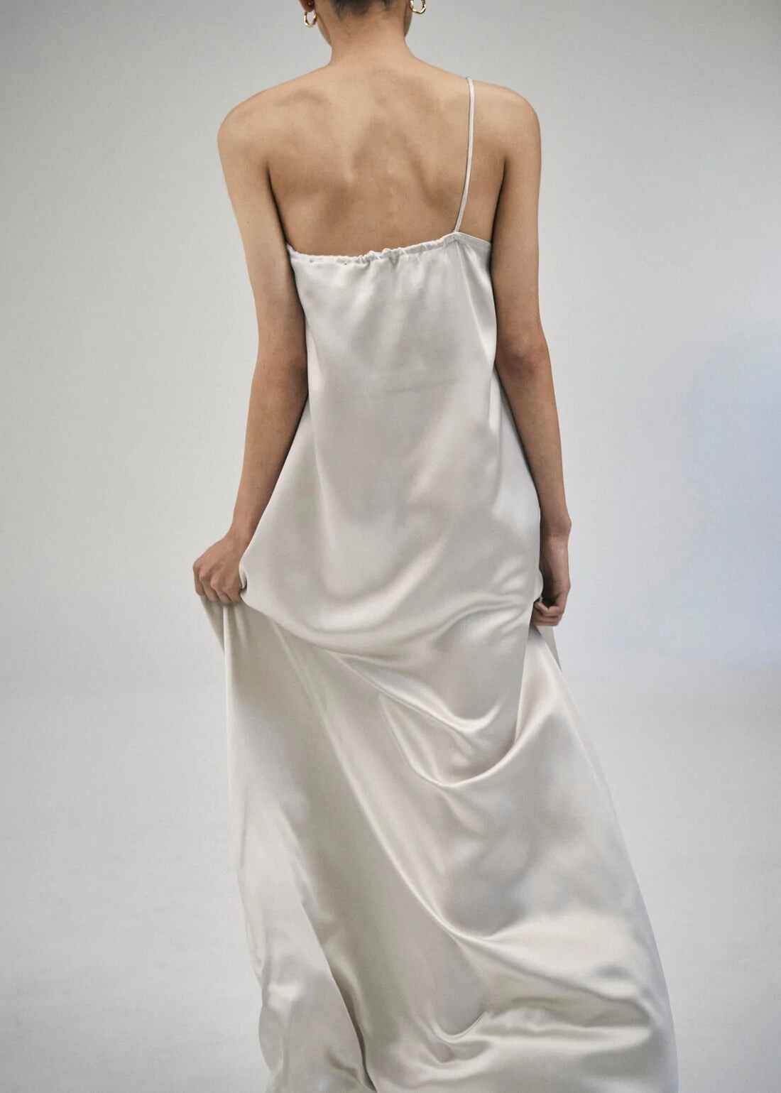 ONE SHOULDER SILK DRESS