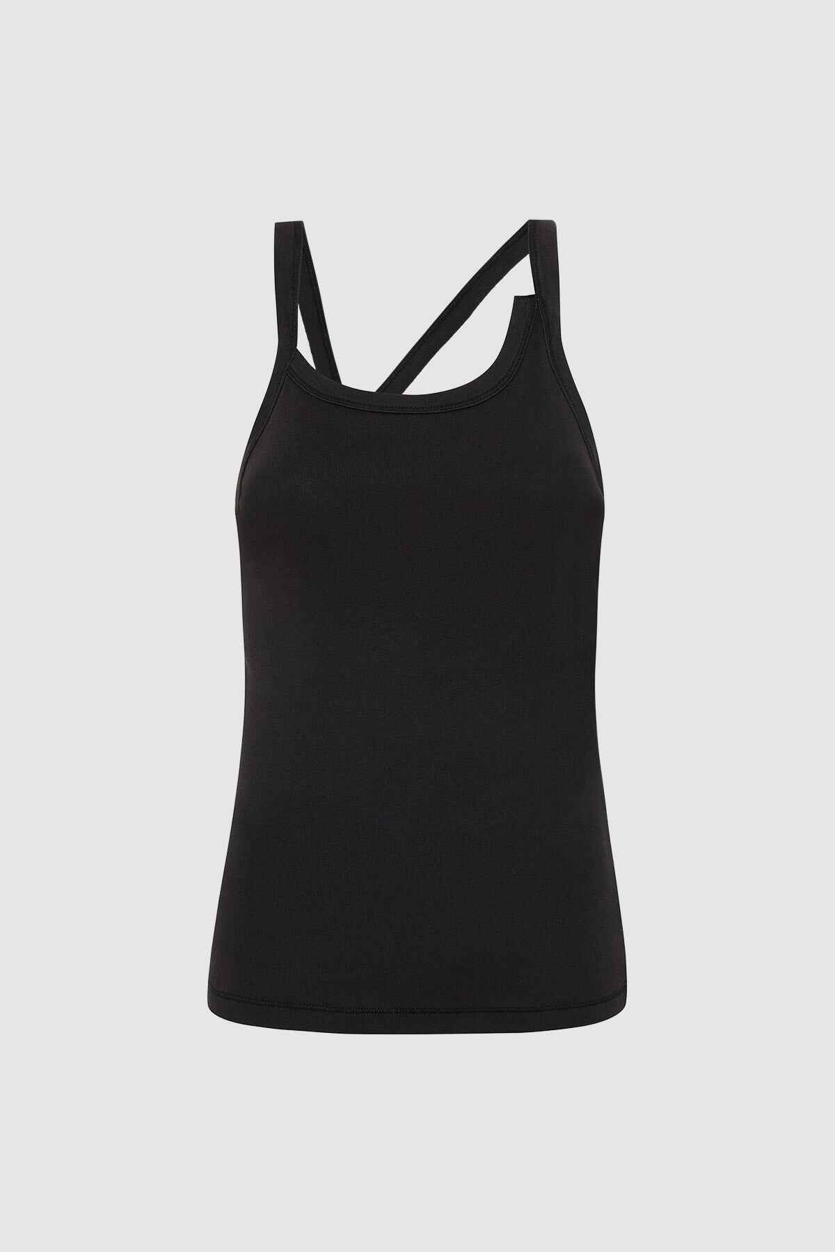 Organic Cotton Abstract Singlet - Black