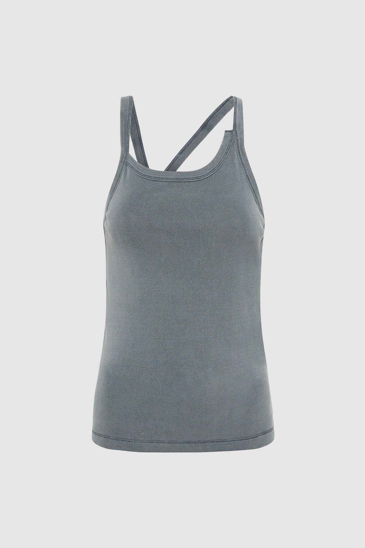 Organic Cotton Abstract Singlet - Diesel Grey