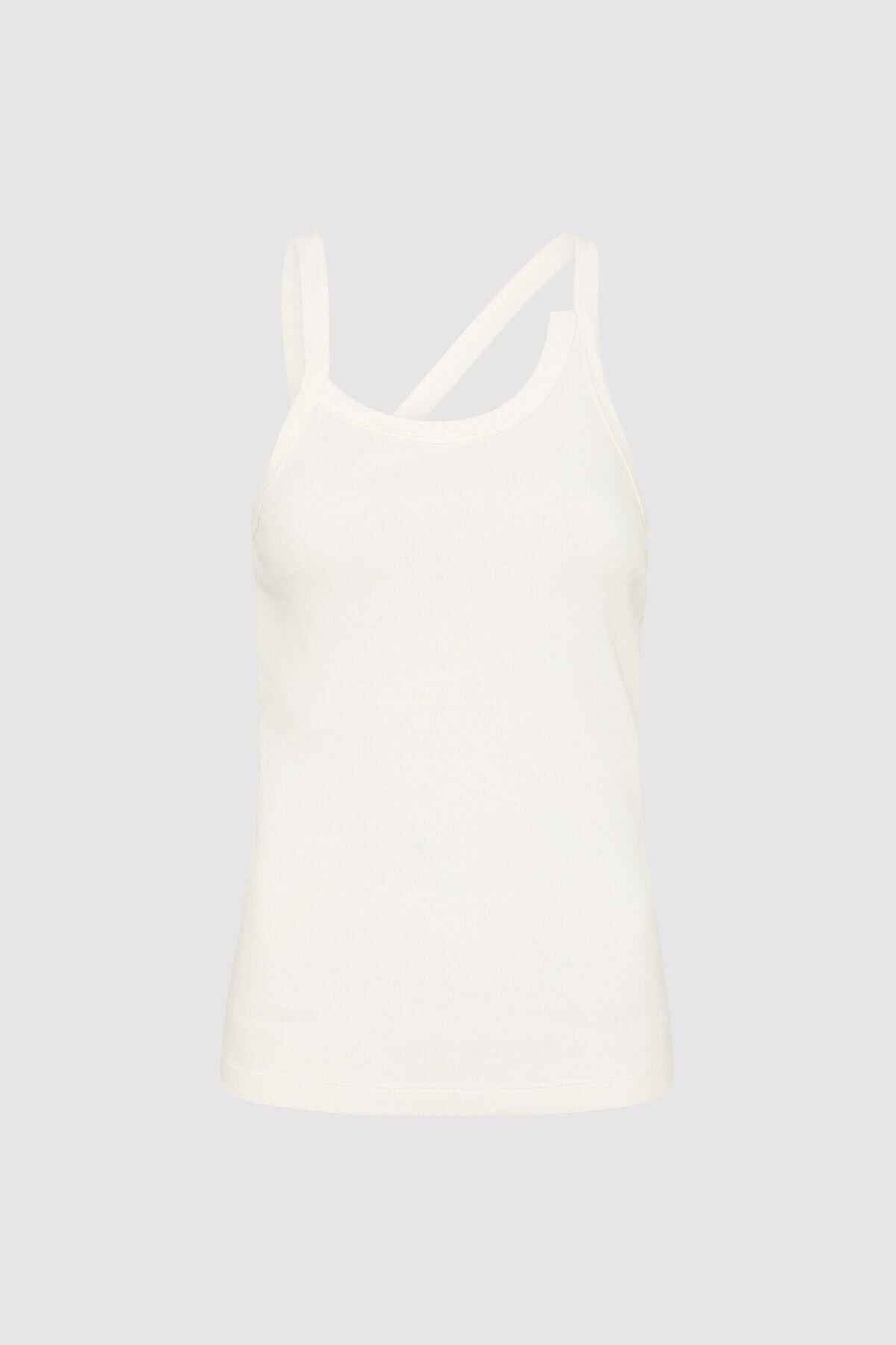 Organic Cotton Abstract Singlet - White