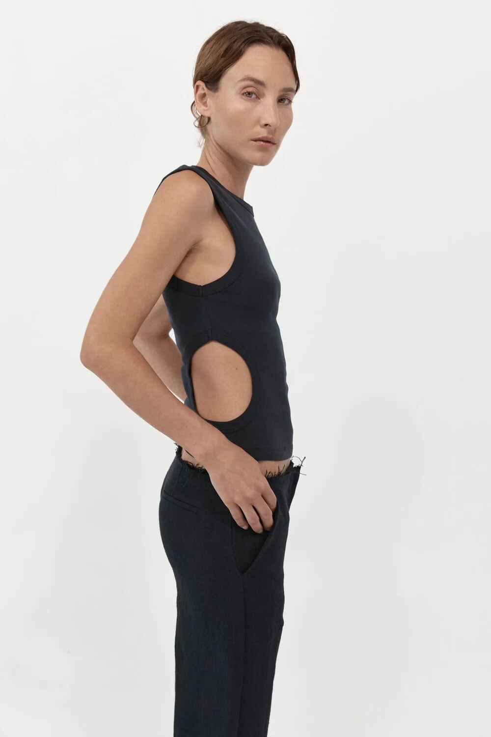 Organic Cotton Cut Out Tank - Black