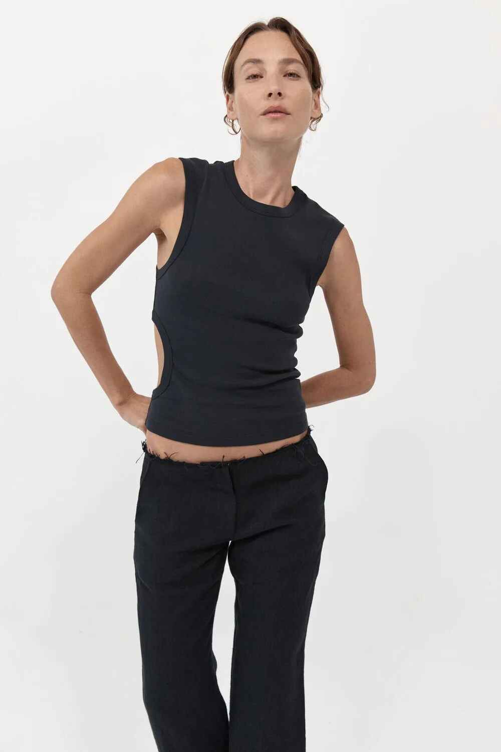 Organic Cotton Cut Out Tank - Black