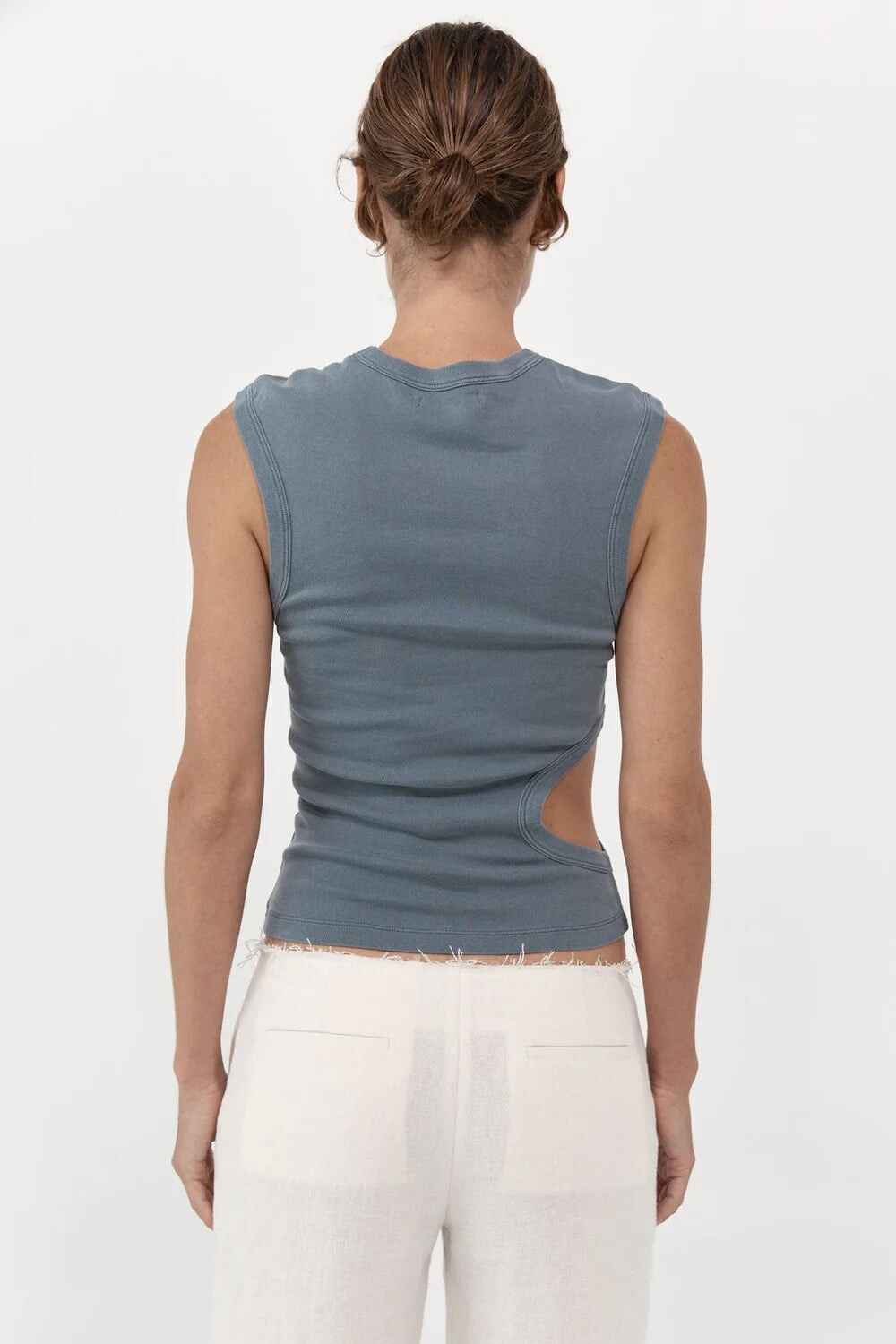 Organic Cotton Cut Out Tank - Diesel Grey