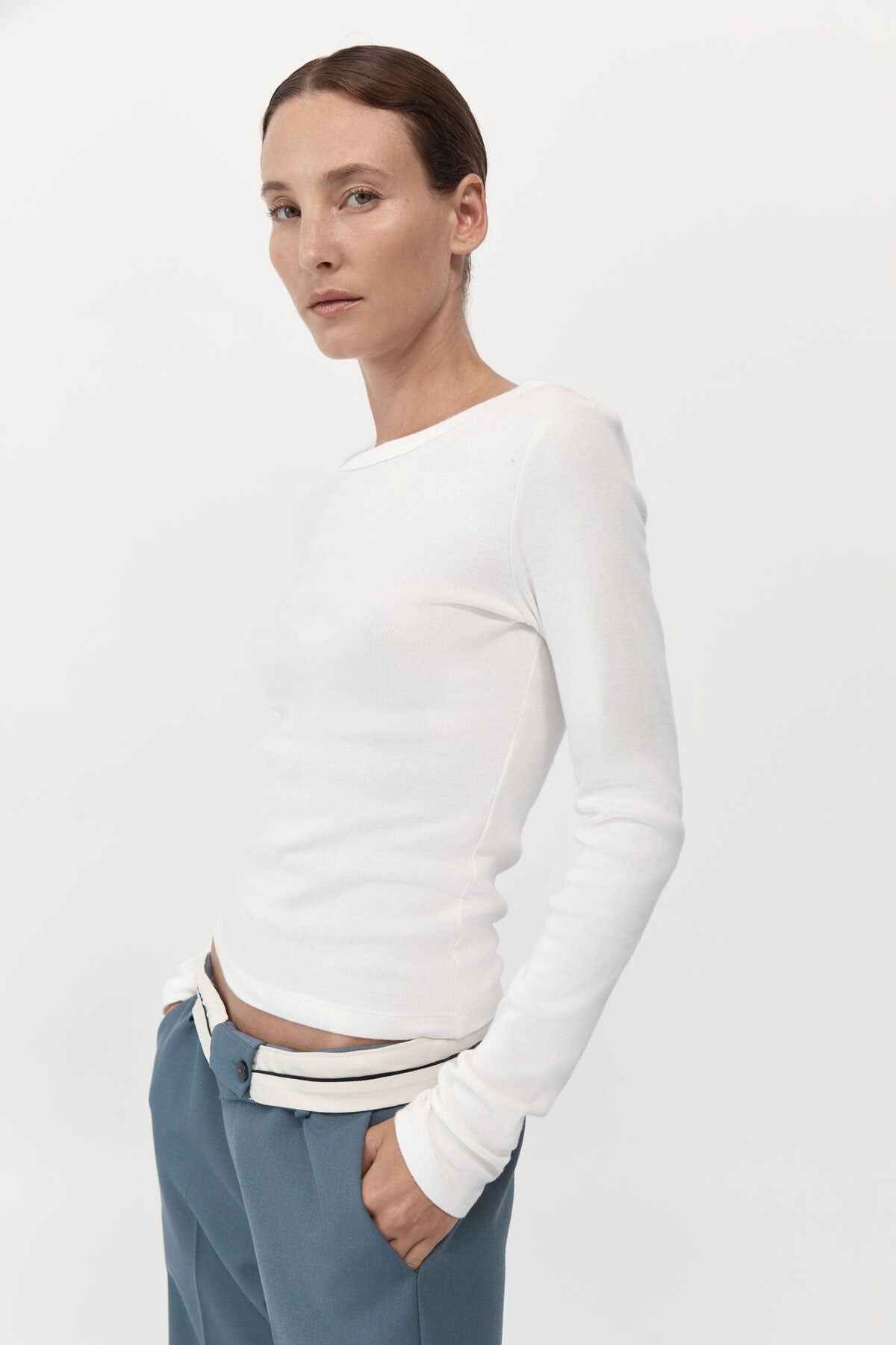 Organic Cotton Long Sleeve Top - White