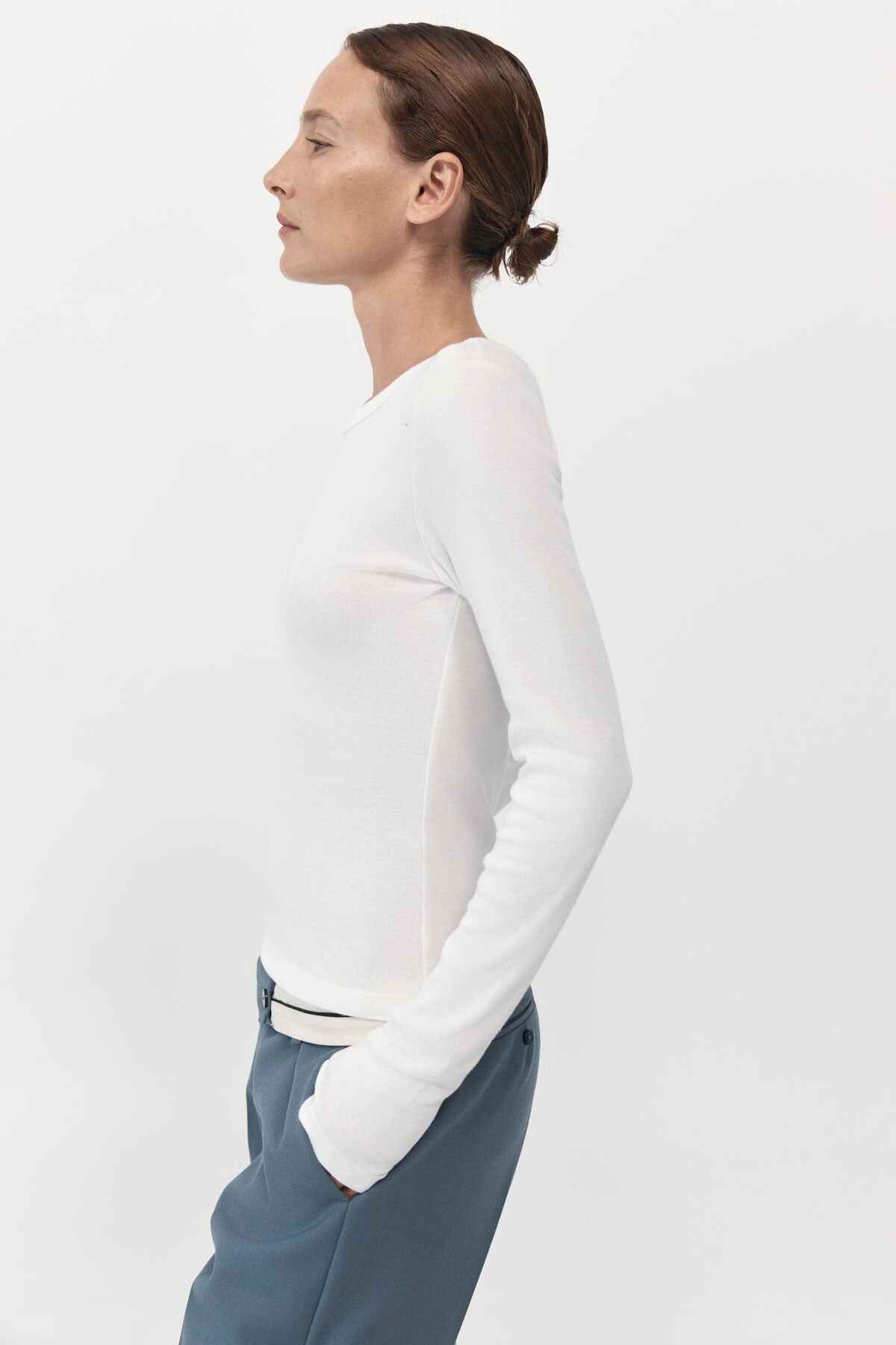 Organic Cotton Long Sleeve Top - White