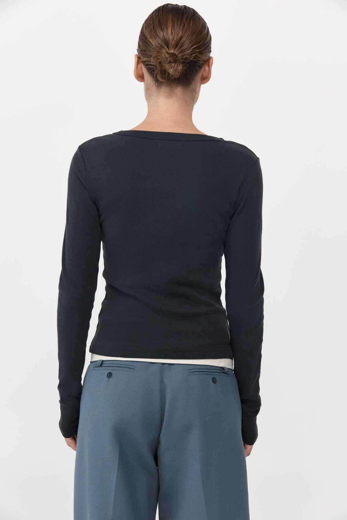 Organic Cotton Long Sleeve Top - Black