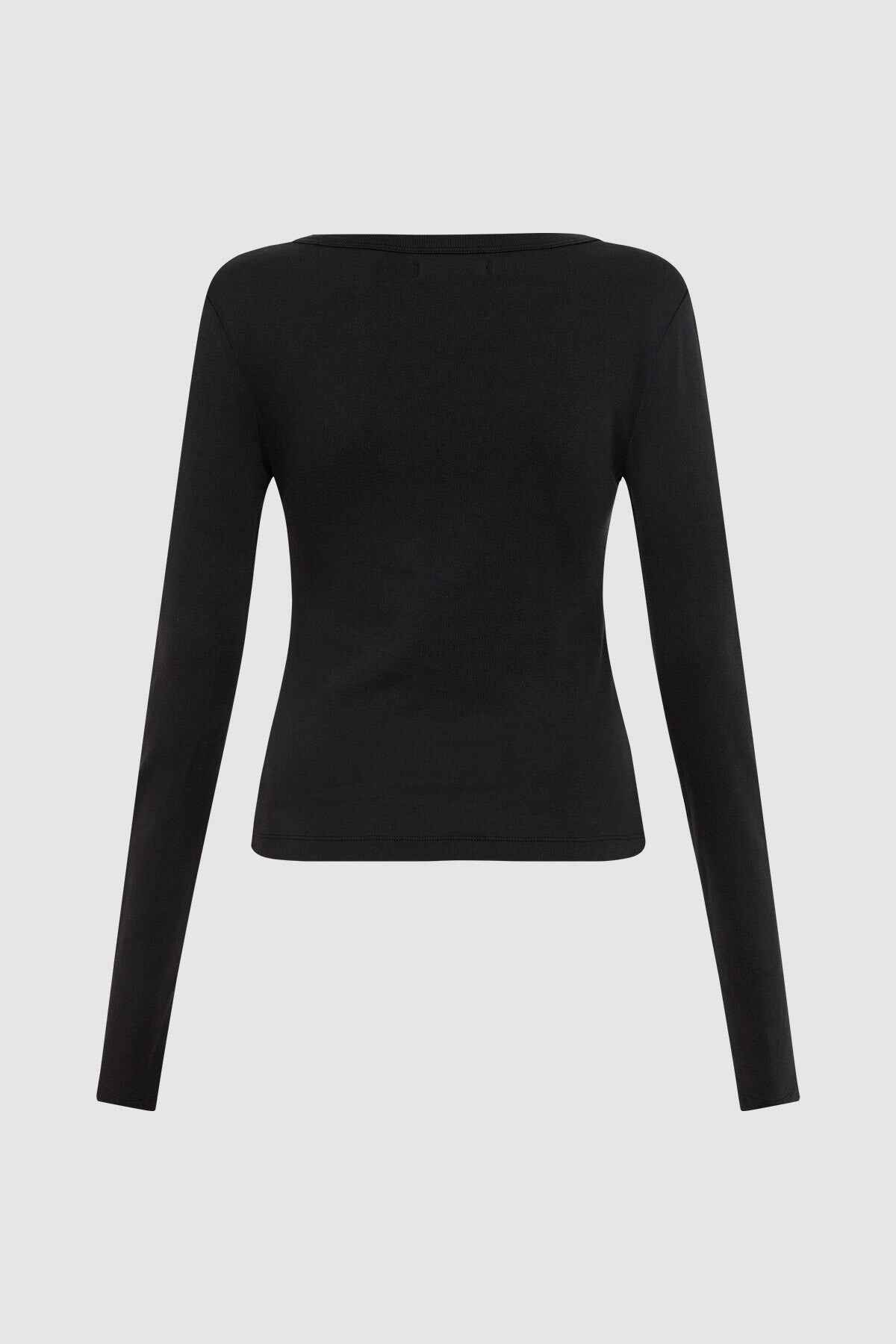 Organic Cotton Long Sleeve Top - Black