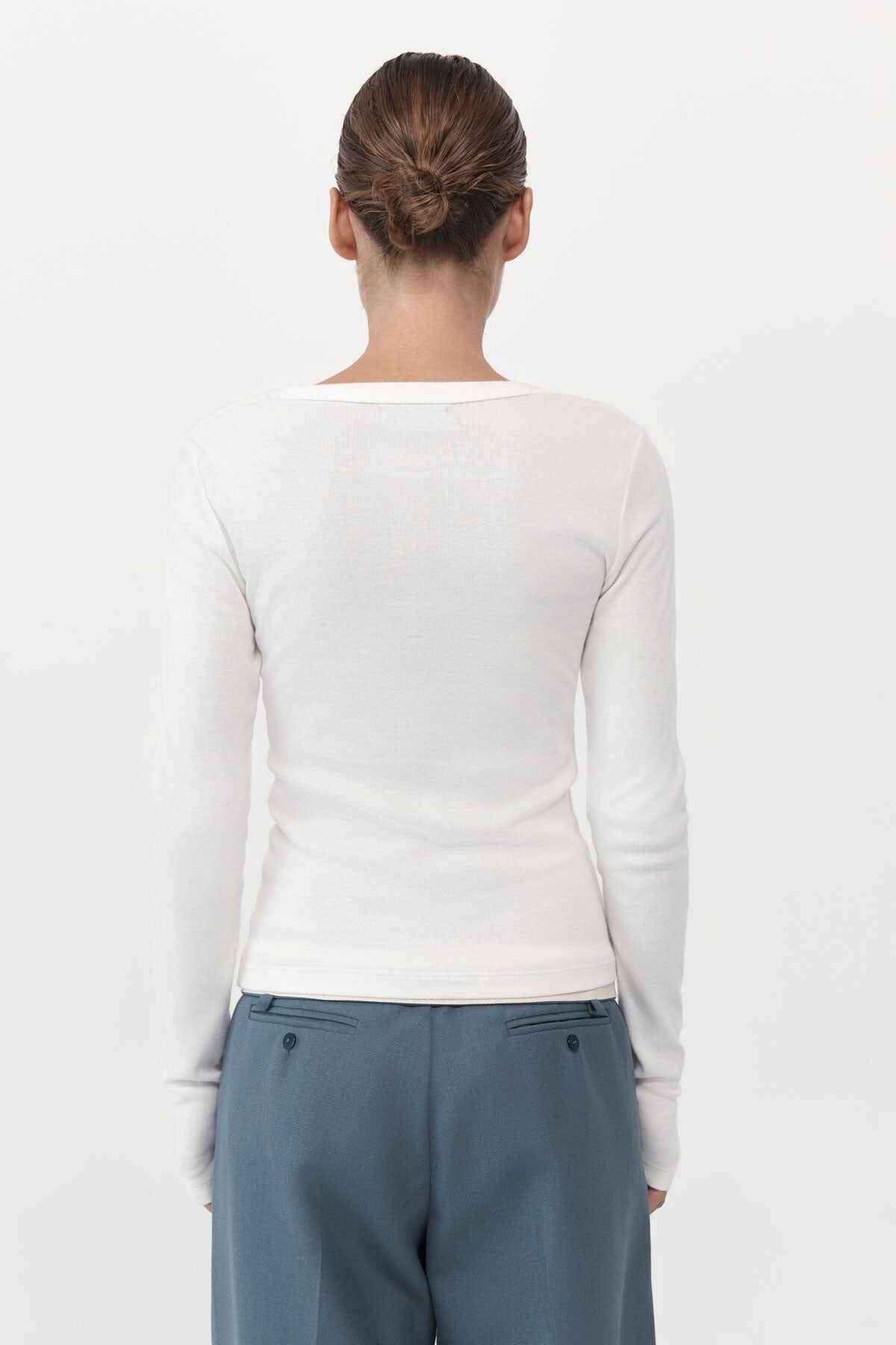 Organic Cotton Long Sleeve Top - White