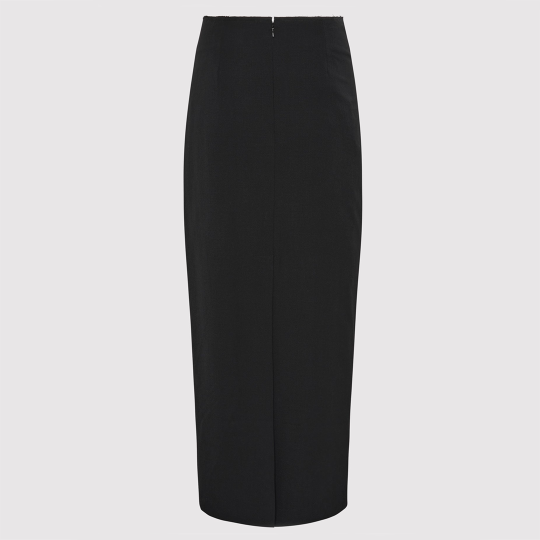 Raw Edge Column Maxi Skirt