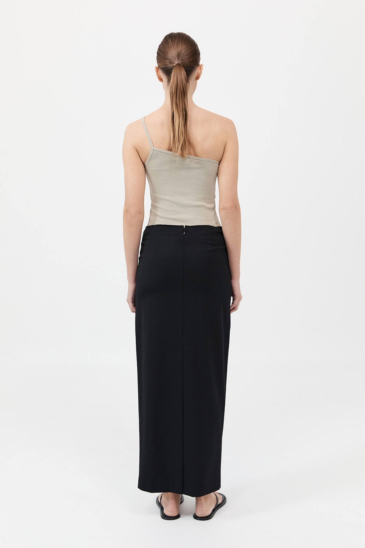 Raw Edge Column Maxi Skirt