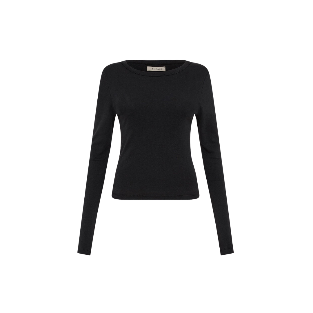 Organic Cotton Long Sleeve Top - Black