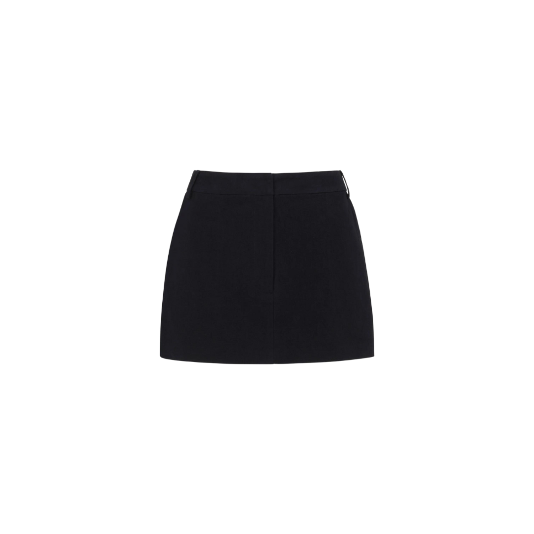 Linen Column Mini Skirt in Black