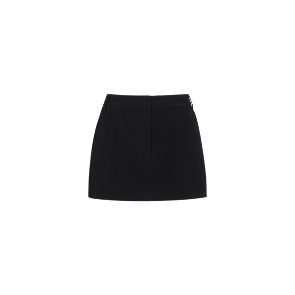 Linen Column Mini Skirt in Black